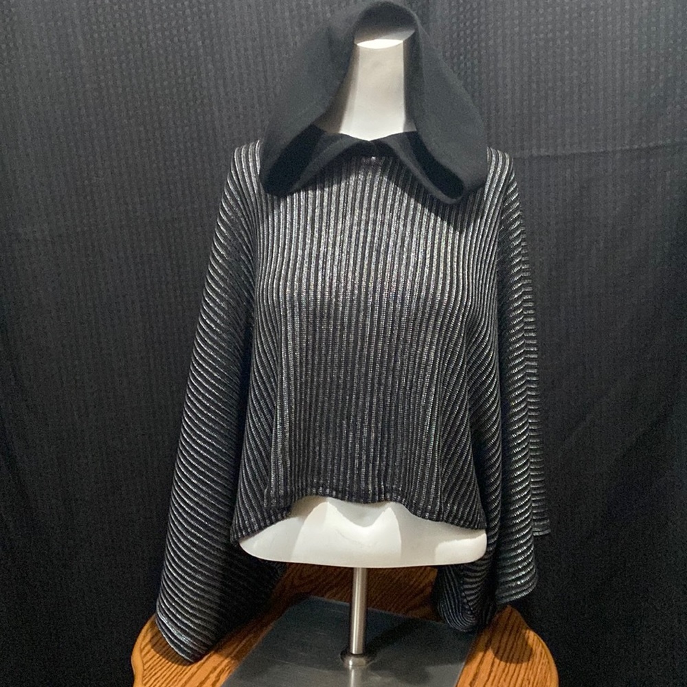 ZARA Trafaluc crop top with hood Wm. sz. sm. Black with silver accents.